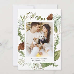 Wintergrün frohe Weihnachtsfotokarte Feiertagskarte