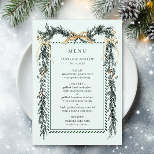 Wintergrün-Girlande Hochzeit Mintgrün Menükarte