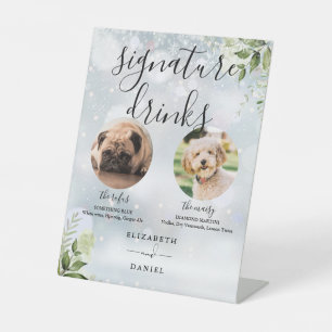 Wintergrün Hochzeitstorte Unterschrift Drinks Sockelschild
