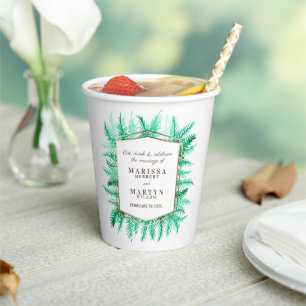Wintergrün, immergrün, Wasserfarbenhochzeit Pappbecher
