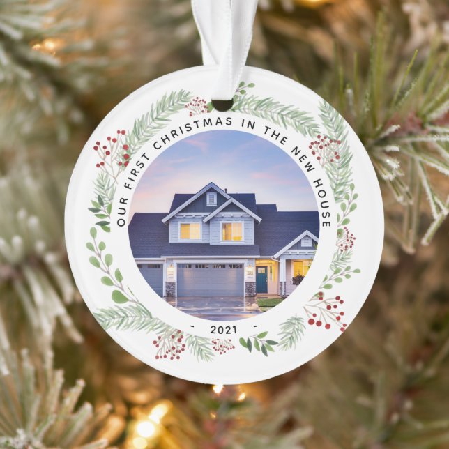 Wintergrün Neues Foto Ornament (Baum)