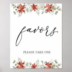 Wintergrün Poinsettien Geschenkanhänger Schild