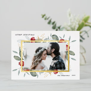 Wintergrün - rote Beeren - Urlaubskarte Folien Feiertagskarte