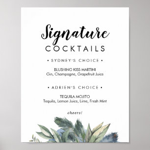 Wintergrün Signature Cocktails Zeichen Poster