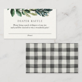 Wintergrün und Karierte Windelumrandung Begleitkarte