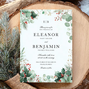 Wintergrün Weihnachten Einladung Hochzeit