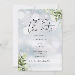 Wintergrüne Blumen Hochzeit QR-Code Save The Date
