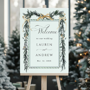 Wintergrüne Girlande Hochzeit Willkommen Mintgrün Poster