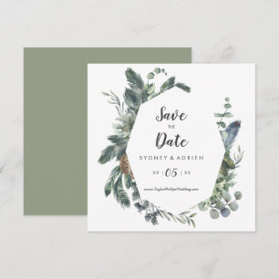 Wintergrüne Hochzeit rettet das Datum Save The Date