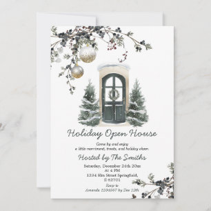 Wintergrüne Weihnachtsbaumkugeln Holiday Open Hous Einladung