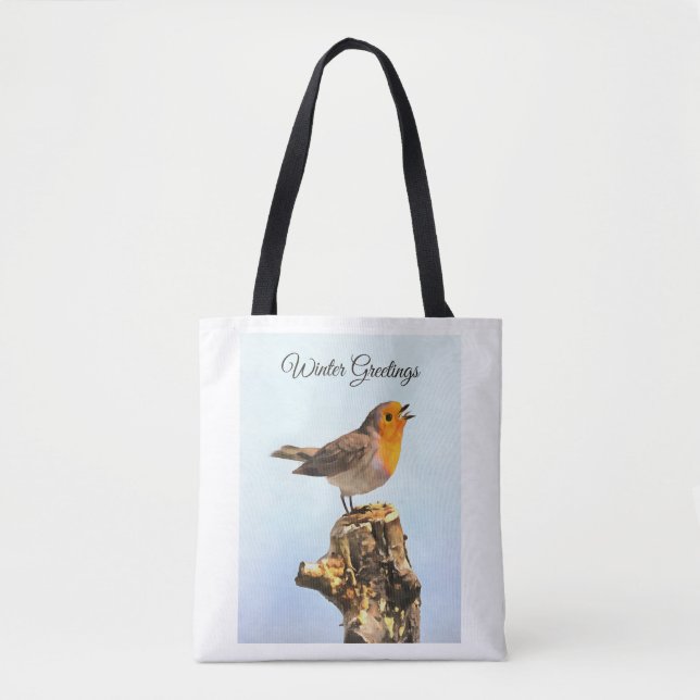 Wintergrüße. Robin singend  (Vorderseite)