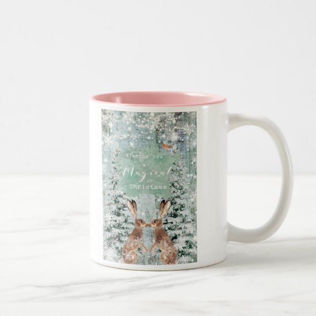 Winterhaare magische Weihnachten Zweifarbige Tasse (Rechts)