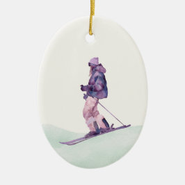 WINTERHÄNGE Skifahrer Keramik Ornament