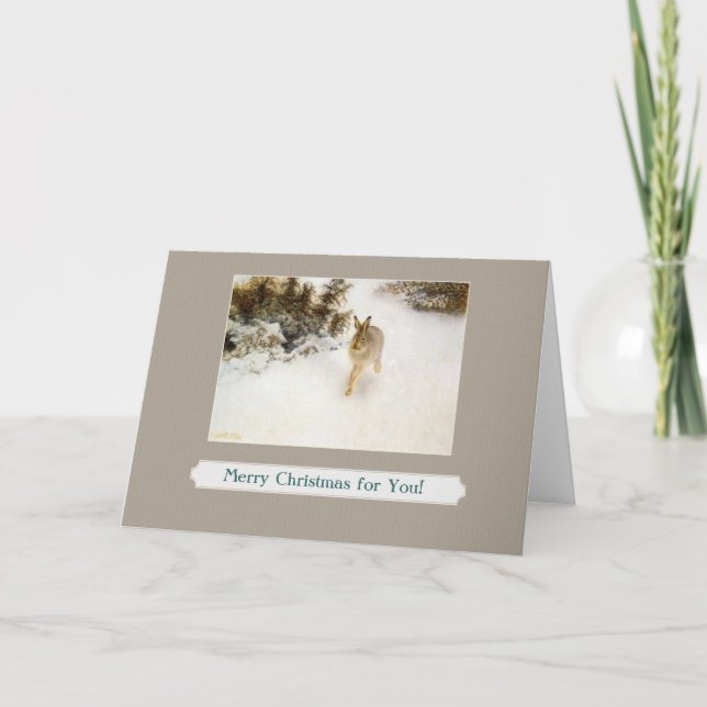 Winterhäschen-Grußkarte Feiertagskarte (Vorderseite)