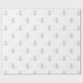 Winterhase mit Winter Florals Geschenkpapier