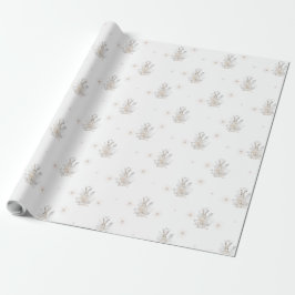 Winterhase mit Winter Florals Geschenkpapier