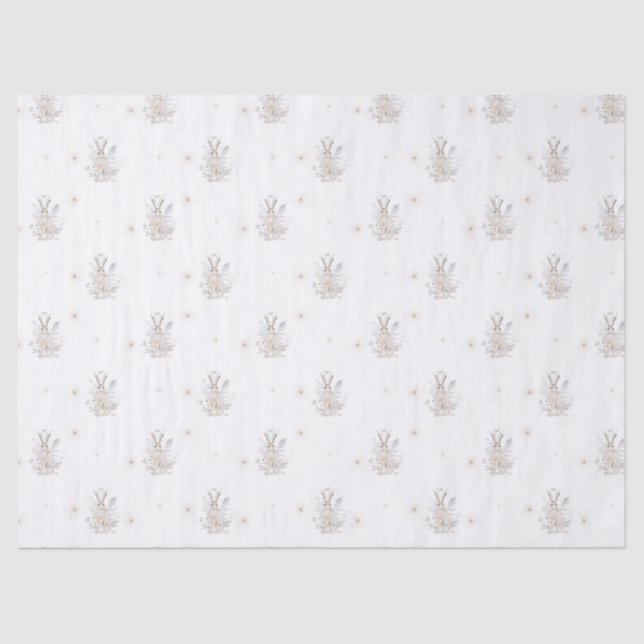 Winterhase mit Winter Florals Seidenpapier (Vorderseite)