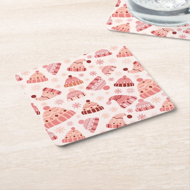 Winterhats & Mittens Rechteckiger Pappuntersetzer (angewinkelt)