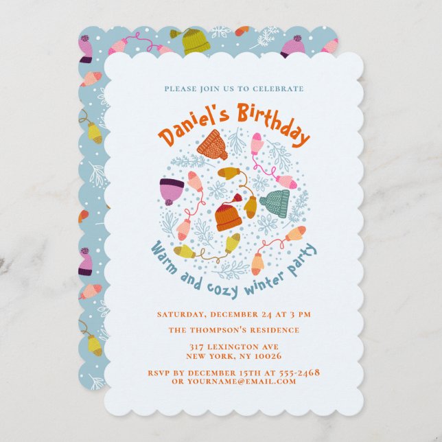 Winterhats und Set der Zwerge Einladung (Vorne/Hinten)