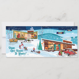 Winterhäuser des Mittelalters Retro Weihnachtskart