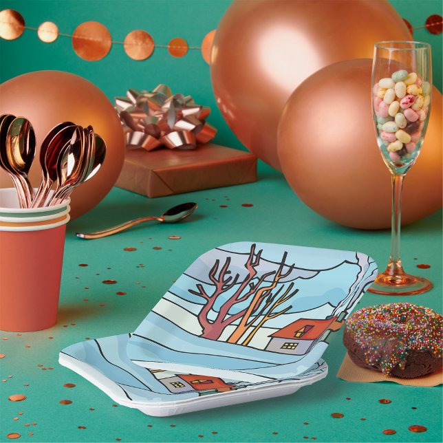 Winterhauslandschaft Pappteller (Von Creator hochgeladen)