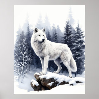 Winterherrschaft: Der arktische Wolf Poster