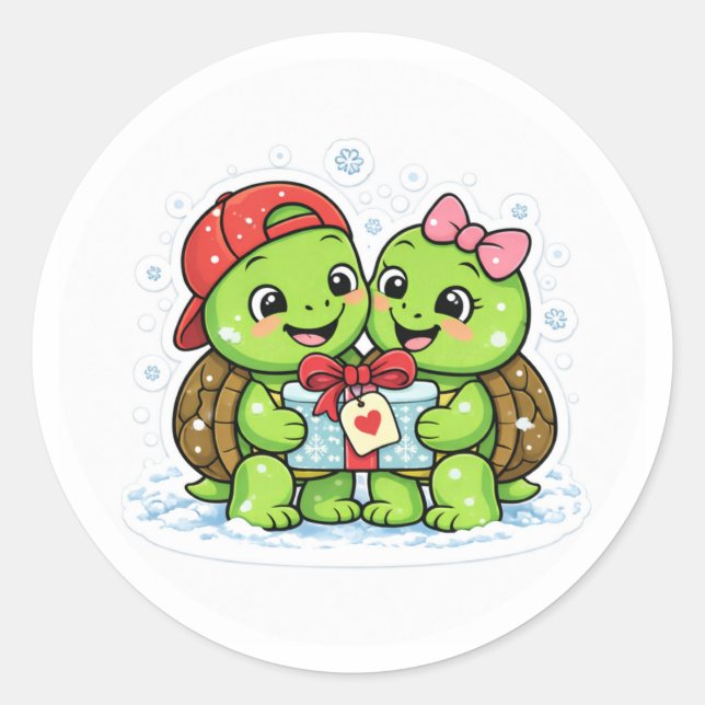 Winterherz Geschenk Runder Aufkleber (Vorderseite)