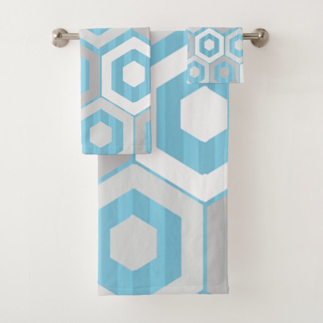 Winterhexagons und Streifen Badhandtuch Set (Insitu)
