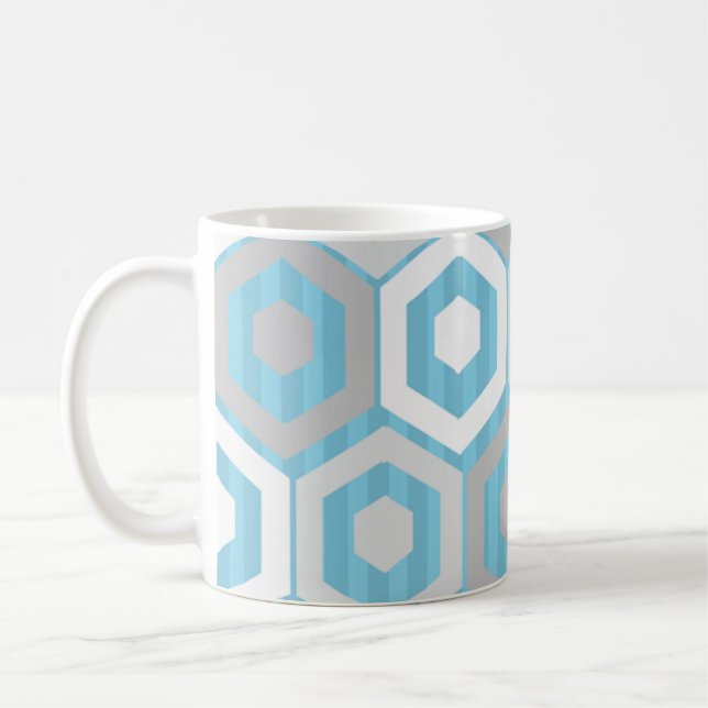 Winterhexagons und Streifen Kaffeetasse (Links)