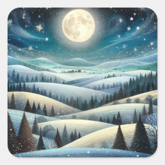 Winterhillside Quadratischer Aufkleber