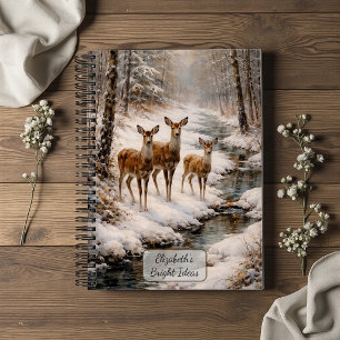 Winterhirsch am Waldstrom Notizbuch