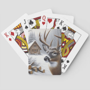 Winterhirsch/Hirschbock Kunst Spielkarten