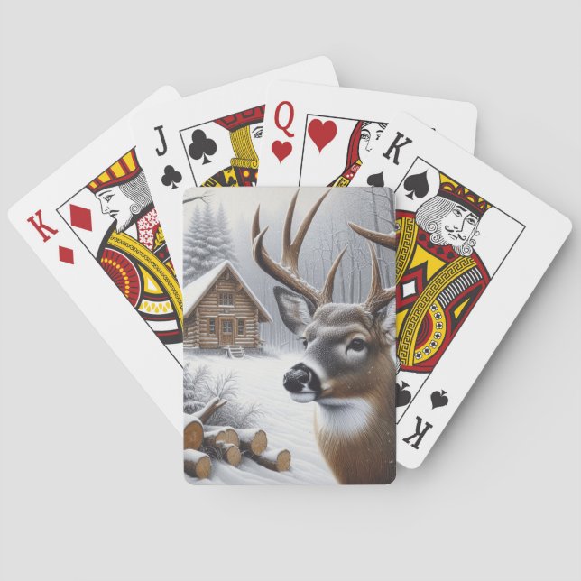 Winterhirsch/Hirschbock Kunst Spielkarten (Rückseite)