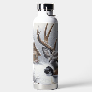 Winterhirsch/Hirschbock Kunst Trinkflasche