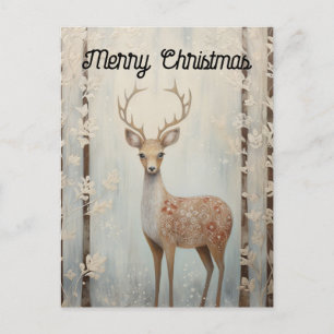Winterhirsch im Wald Frohe Weihnachten Postkarte