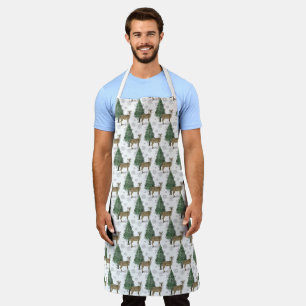 Winterhirsch mit Schneeflocken-All-Over-Print-Schü Schürze