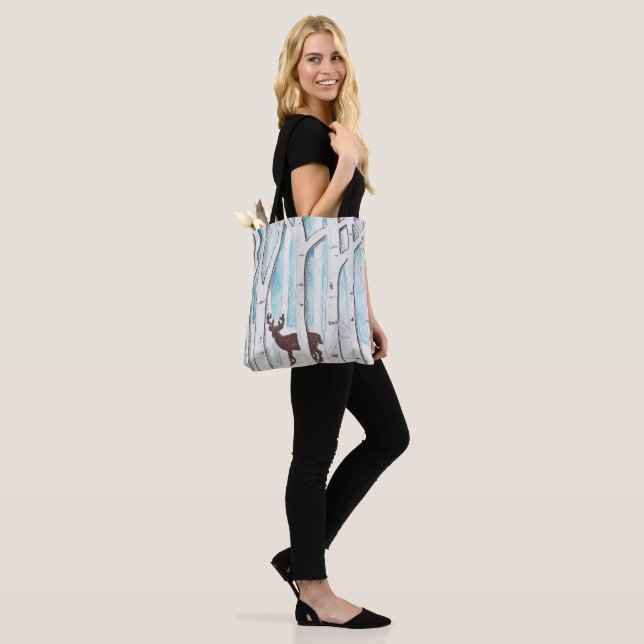 Winterhirsche auf einer Tote-Tasche (Am Model)