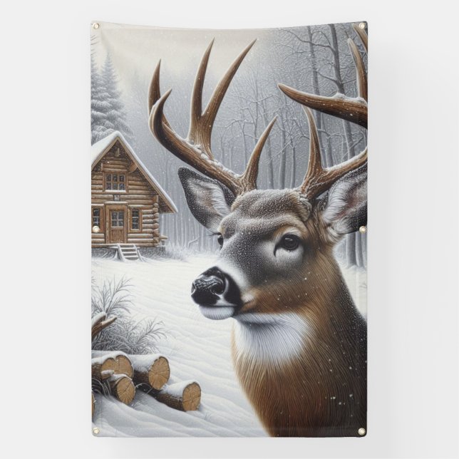 Winterhirsche/Buckkunst Banner (Vertikal)