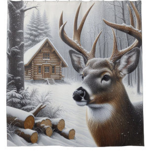Winterhirsche/Buckkunst Duschvorhang