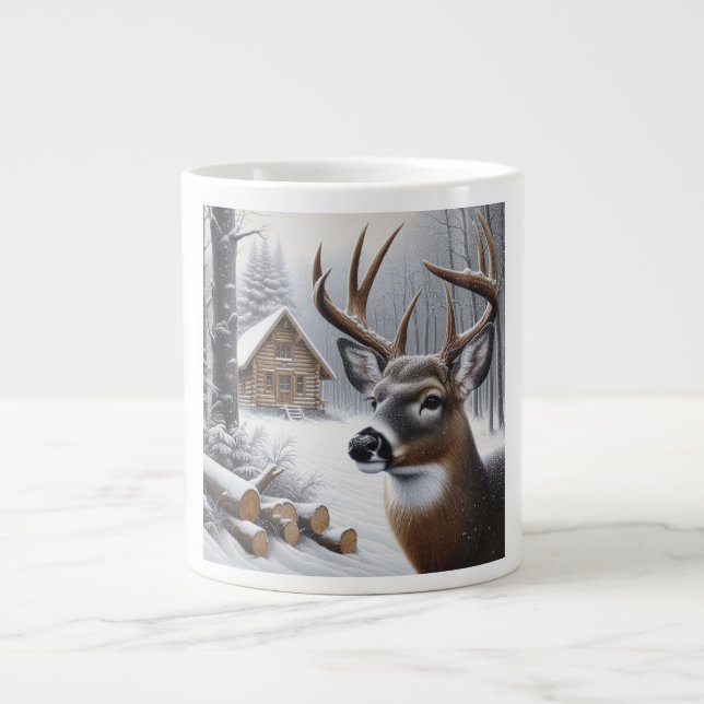 Winterhirsche/Buckkunst Jumbo-Tasse (Vorderseite)