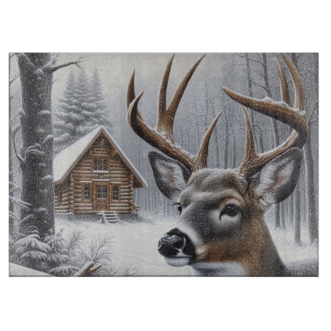 Winterhirsche/Buckkunst Schneidebrett (Vorderseite)