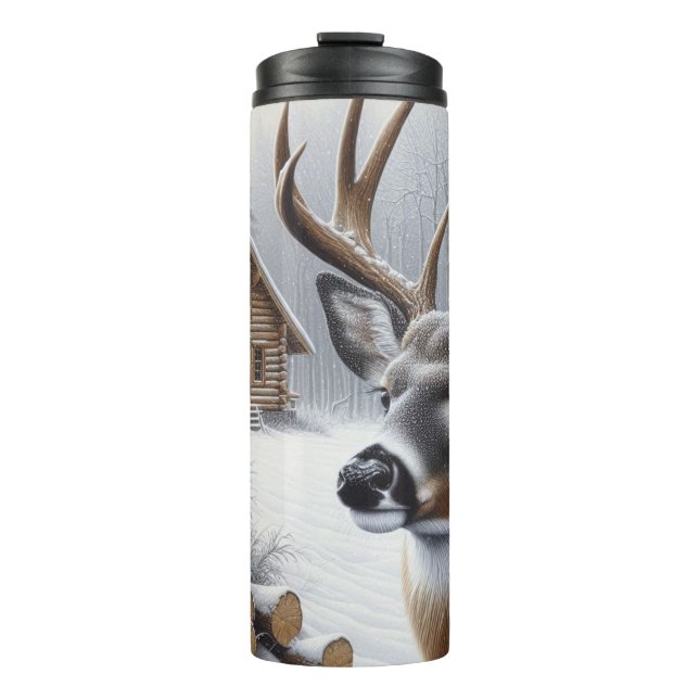 Winterhirsche/Buckkunst Thermosbecher (Vorderseite)