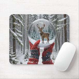 Winterhirsche im Schneeglobe Mousepad
