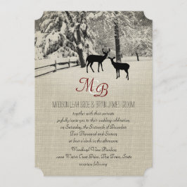 Winterhirsche mit Monogramm Einladung