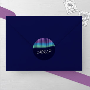 Winterhochzeit am Nordlicht Runder Aufkleber