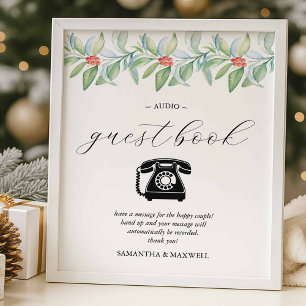 Winterhochzeit Audio-Gästebuch-Schild Poster