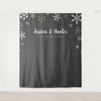 Winterhochzeit Brauch Schneeflocke Hintergrund Tep Wandteppich