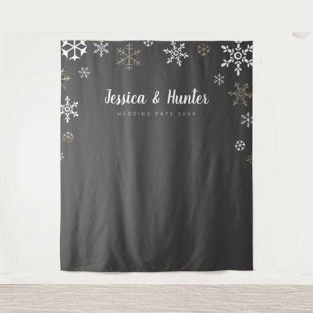 Winterhochzeit Brauch Schneeflocke Hintergrund Tep Wandteppich (Vorderseite)
