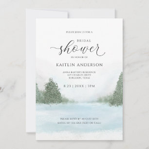 Winterhochzeit Brautparty Seebäume Schnee Einladung
