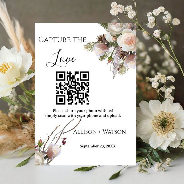 Winterhochzeit Capture Liebe QR Code Hochzeit Foto Sockelschild (Von Creator hochgeladen)